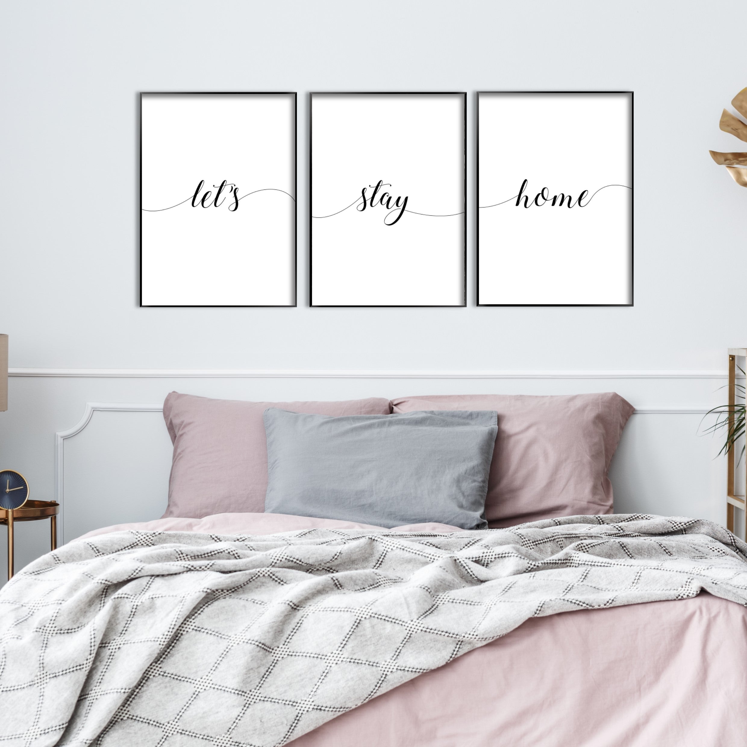 Print poster wall art lets stay home set