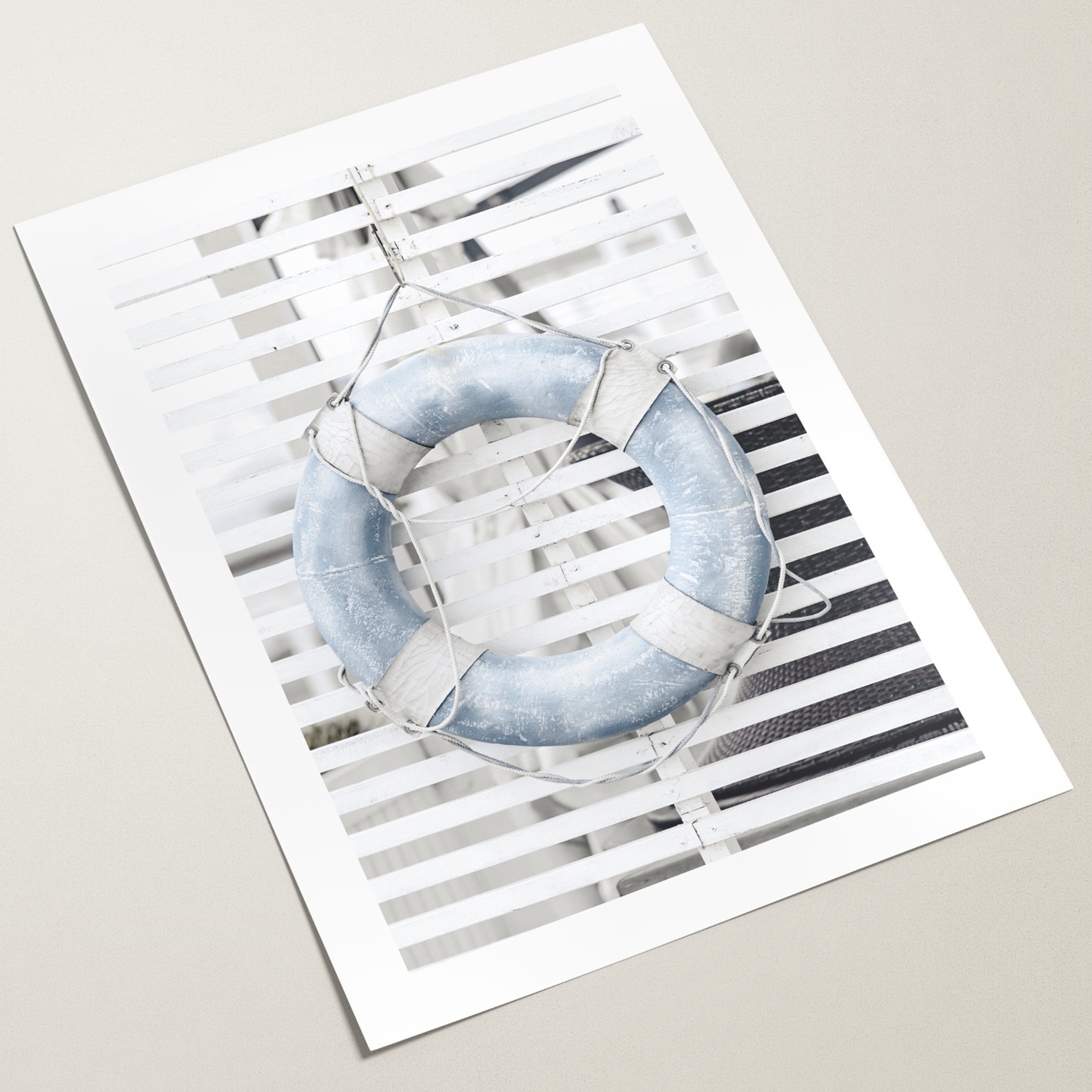 blue lifebuoy wall art