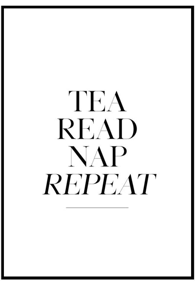 tea read nap repeat wall art