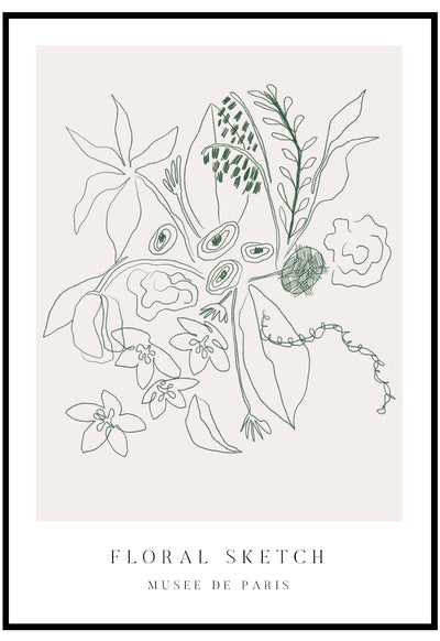 floral sketch wall art