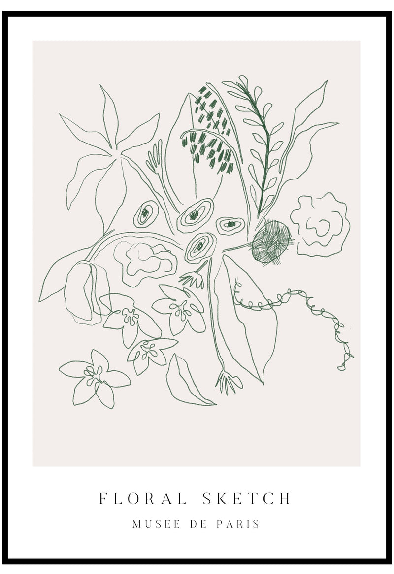 floral sketch wall art