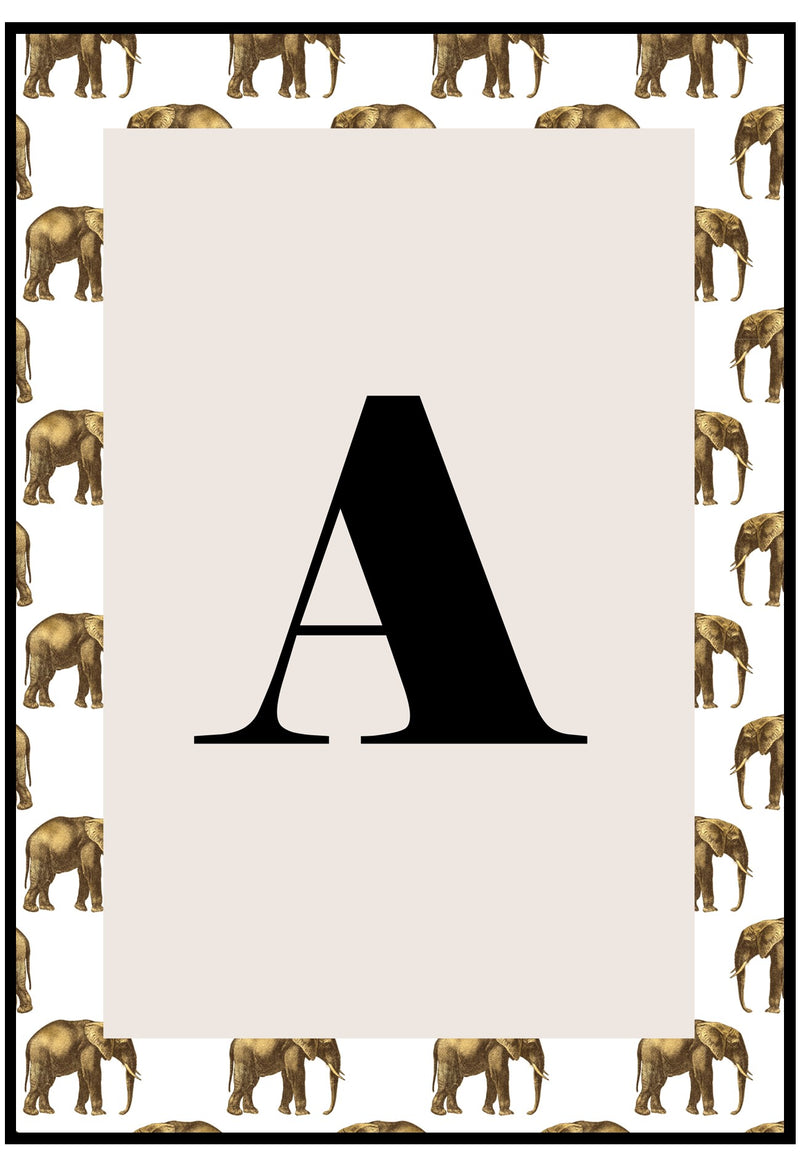 personalised elephant alphabet wall art