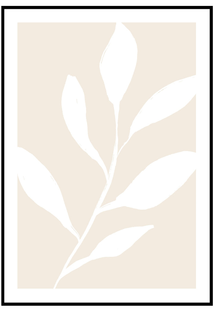 abstract white plant wall art