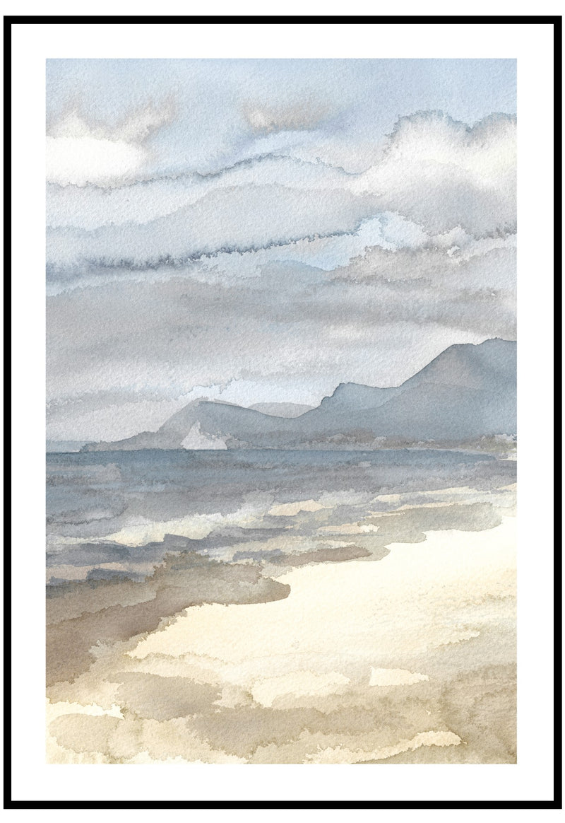 watercolour beach wall art