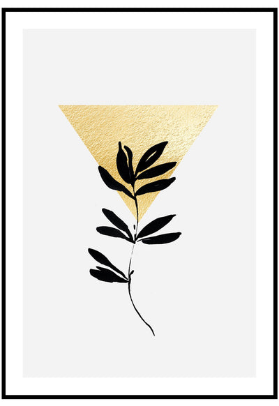 abstract leaf gold wall art