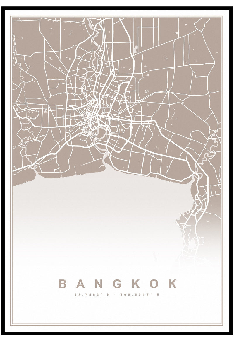 Neutral Bangkok Map Poster