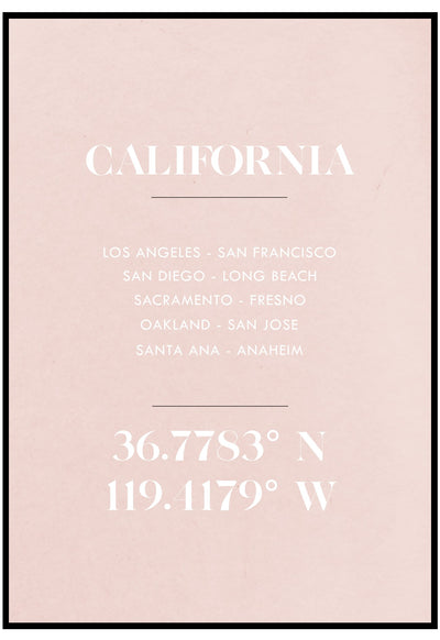 California Cities Pink Wall Art