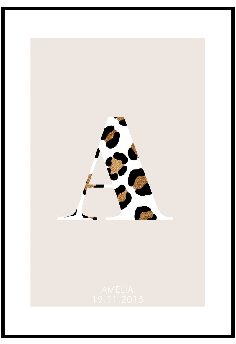 Personalised Leopard Print Alphabet Wall Art