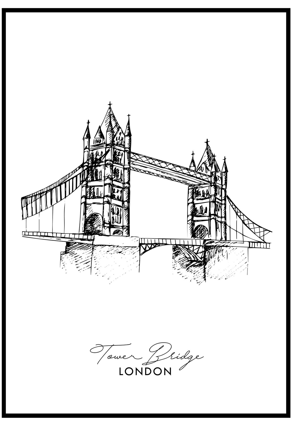 Tower Bridge, London, England, UK, Europe. Hand drawing old fashion  illustration background with copy space Stock Vector Image & Art - Alamy