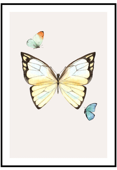 butterfly illustration wall poster