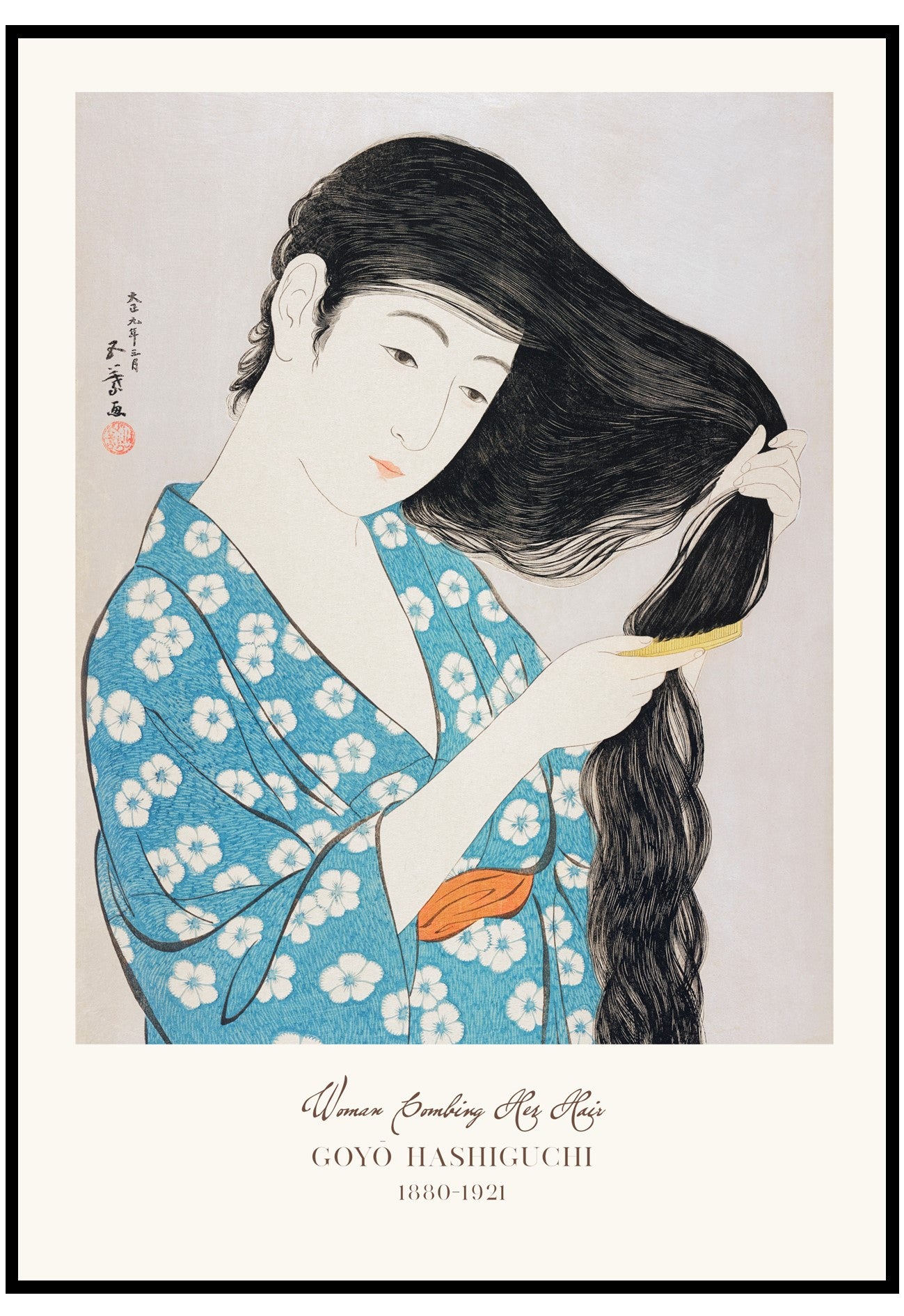 hair comb woman wall art