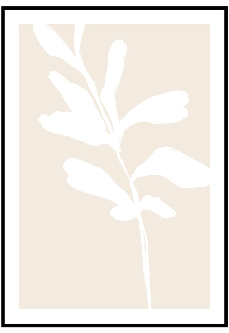 abstract white plant wall art