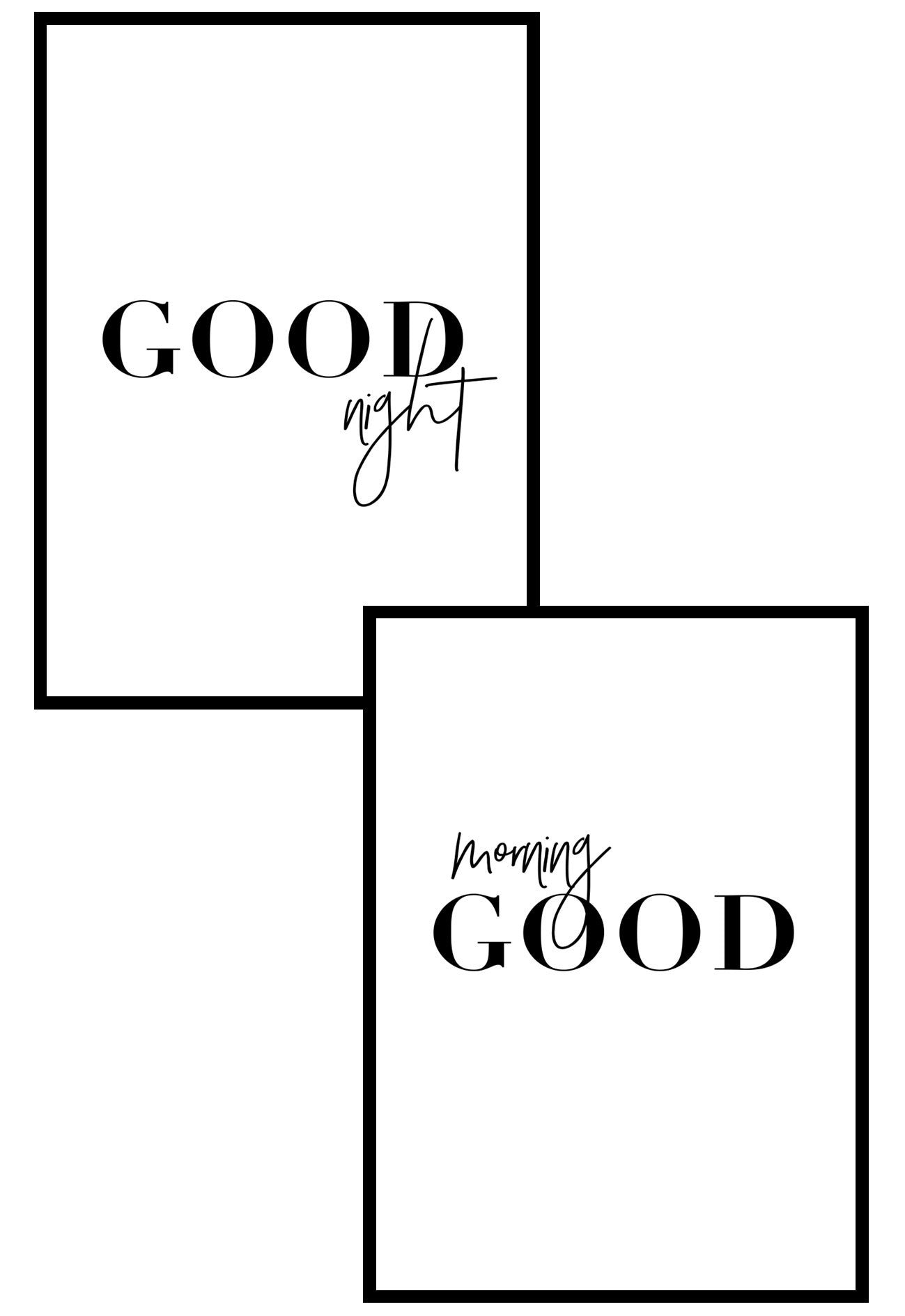 good night good morning wall art print set