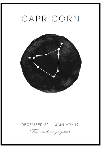 capricorn zodiac print in black frame