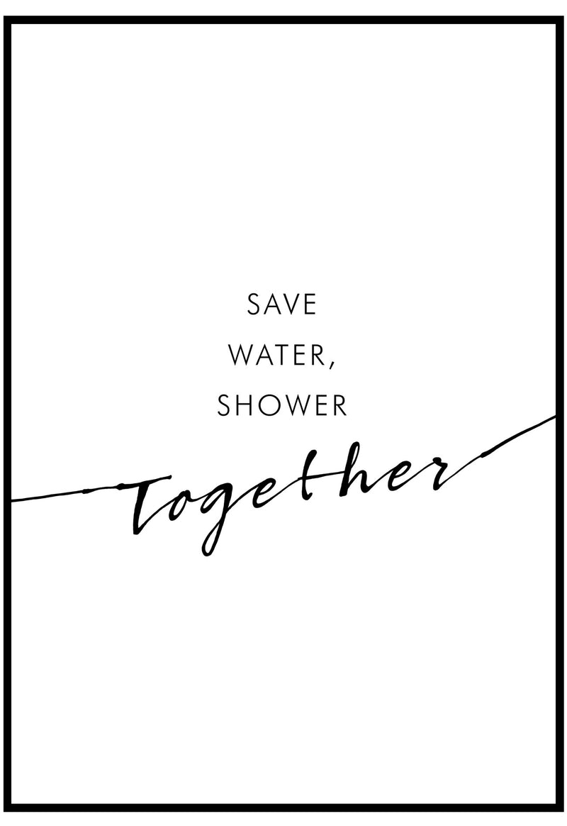 save water shower together wall art