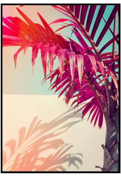 purple palm tree leaves poster