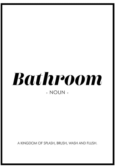 bathroom definition wall art in black frame
