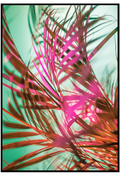 neon palm leaves wall art